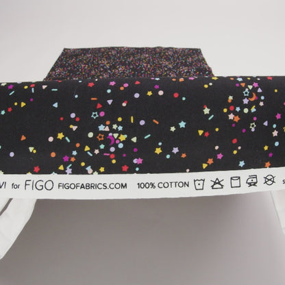 Printed Quilting Cotton by Ghazal Razavi for FIGO Studio - Black and Rainbow Sprinkles - Dusk Collection