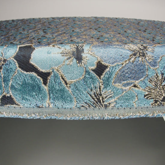Metallic Gold, Sky and Country Blue Floral Frolic Luxury Brocade - Image 6 of 7