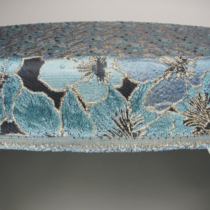 Metallic Gold, Sky and Country Blue Floral Frolic Luxury Brocade