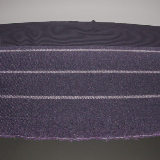 Stretch Virgin Wool Twill Suiting Made in Italy - Plum Purple and White Chalk Stripes - Image 6 of 6