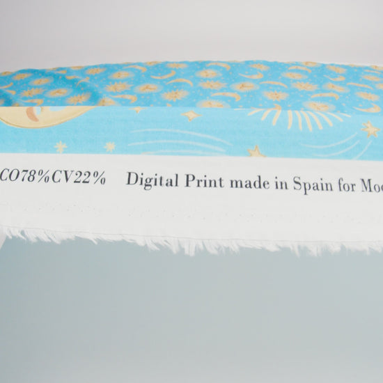 Cotton and Viscose Striped Seersucker Print - Sky Blue Suns and Moons - Mood Exclusive Friendly Faces - Image 6 of 6