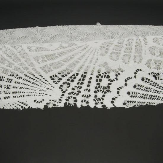 Stretch Raschel Lace with Finished Edges - Ivory Shell Fans - Image 6 of 6