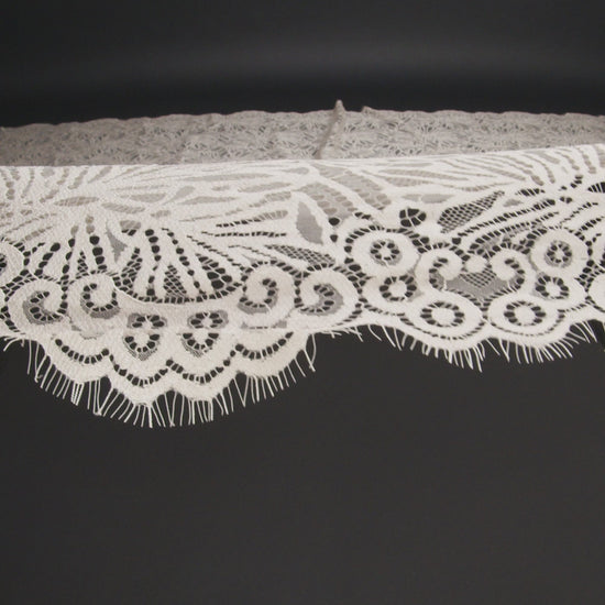 Raschel Lace with Scalloped Finished Edges - Bleached Sand Flowing Petals - Image 6 of 6