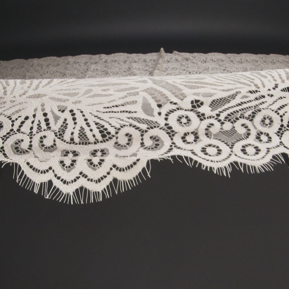 Raschel Lace with Scalloped Finished Edges - Bleached Sand Flowing Petals - Image 6 of 6