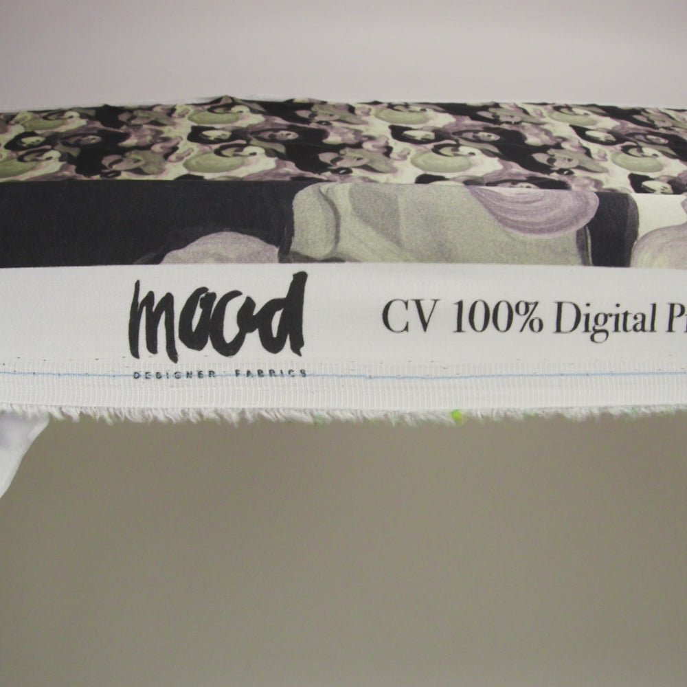 Rayon Challis - Purple and Green Painted Faces - Lost Lenore Print - Mood Exclusive Twilight Collection - Image 5 of 5