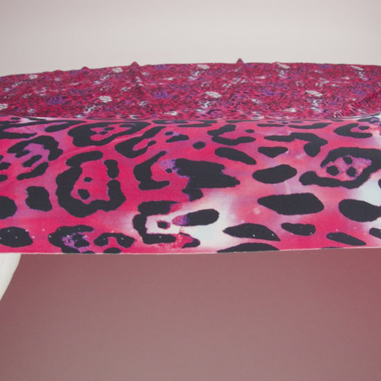 Compression Swimwear Tricot, UV Protective with Aloe Vera Microcapsules - Pink and Purple Tie Dye Leopard - Caye Collection - Image 6 of 7