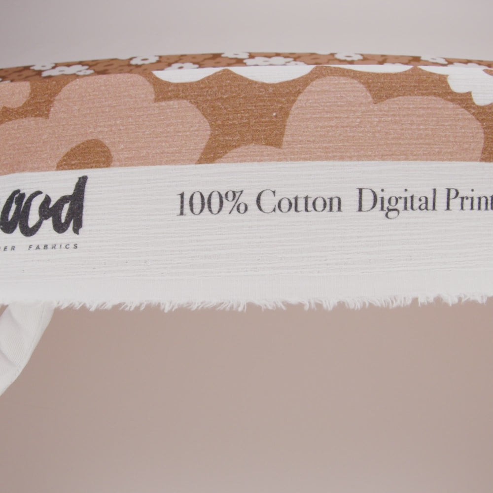Slubbed Gauzy Cotton Woven - Brown, Tan and White Retro Florals - Mood Exclusive Boogie & Bloom Print - Image 6 of 6