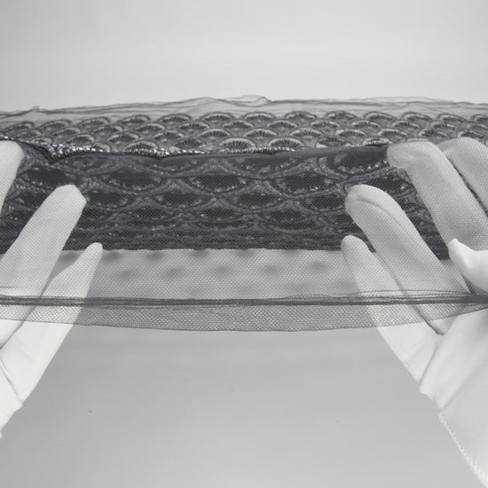 Embroidered and Beaded Lace Tulle with Sequins - Black and Gunmetal Gradient Size Scales - Image 6 of 6