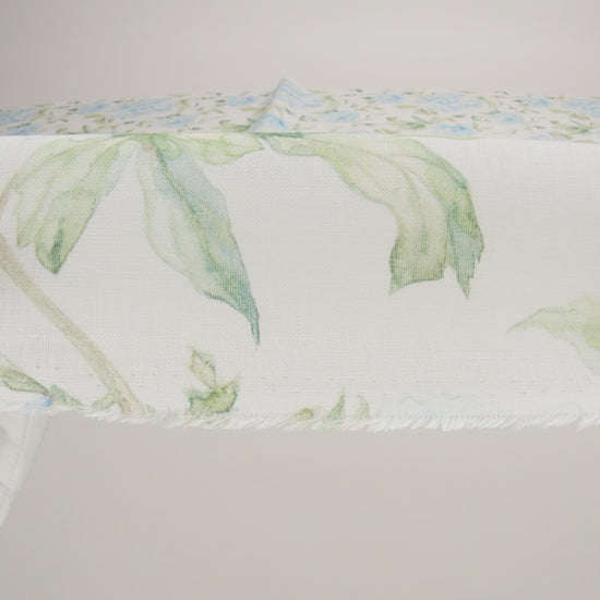 Blue, Green and White Watercolor Roses Medium Weight Linen Woven - Image 6 of 6