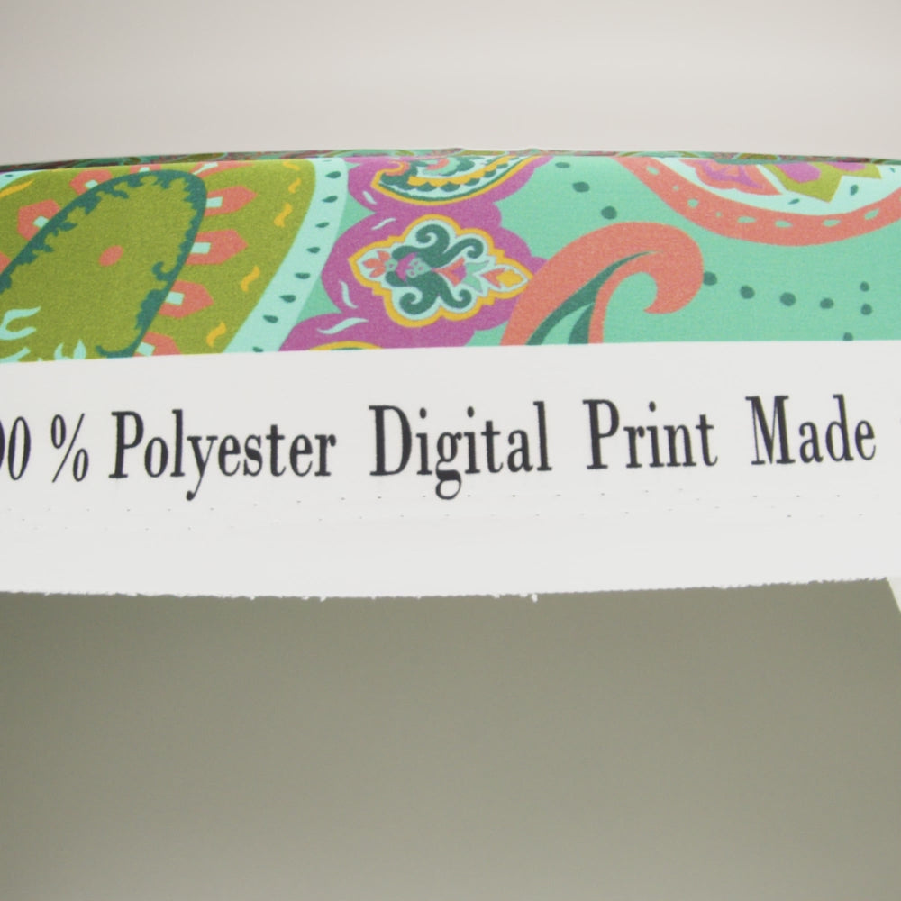 Polyester Satin - Jade Green, Dusty Magenta and Peachy Orange Paisley - Mood Exclusive Swirling Sonata Print - Image 6 of 6
