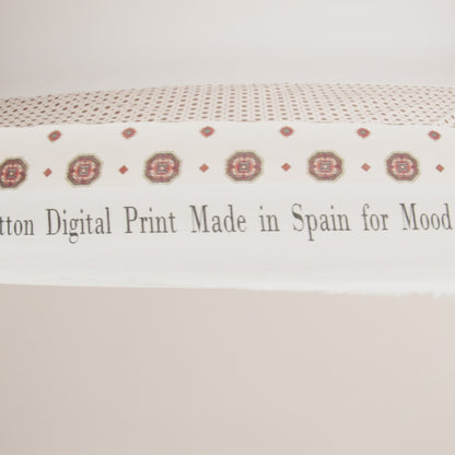 Cotton Voile - White and Brown Medallions - Gemstone Carnations Print - Mood Exclusive St. Tropez Collection