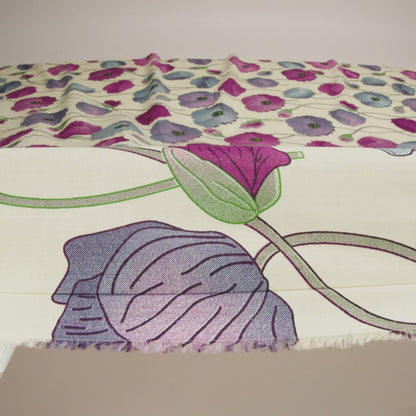 Fuchsia, Baby Blue and Pale Yellow Big Poppies Cotton Lawn