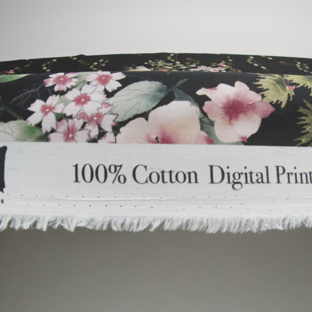 Cotton Voile - Black and Green Birds and Flowers - La Grande Tournee Print - Mood Exclusive Jacques Collection - Image 5 of 5
