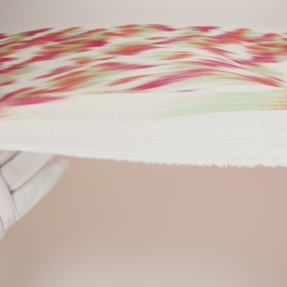 Slubbed Gauzy Cotton Woven - Sea Green, Pink and Orange Abstract Ikat - Mood Exclusive Spin Art Splash Print - Image 6 of 6