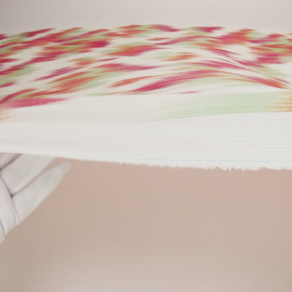 Slubbed Gauzy Cotton Woven - Sea Green, Pink and Orange Abstract Ikat - Mood Exclusive Spin Art Splash Print