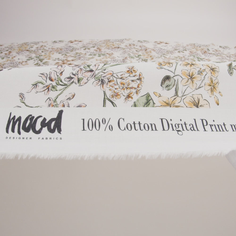 Cotton Voile - White Floral - Blossoms Adrift Print - Mood Exclusive Serengeti Collection - Image 5 of 5