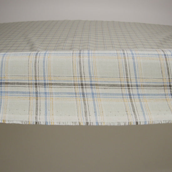 Medium Weight Linen Woven - Light Sage, Yellow and Country Blue Plaid - Image 6 of 6