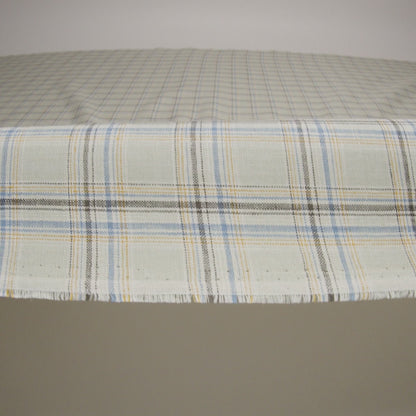 Medium Weight Linen Woven - Light Sage, Yellow and Country Blue Plaid
