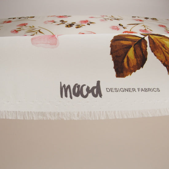 Heavy Silk Satin-Faced Organza, Made in Italy - Pink, White and Green Scattered Tulips and Roses - Image 6 of 6