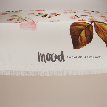 Heavy Silk Satin-Faced Organza, Made in Italy - Pink, White and Green Scattered Tulips and Roses