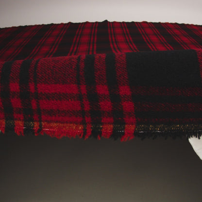 Boiled Wool Blend Tweedy Coating - Black and Red Plaid