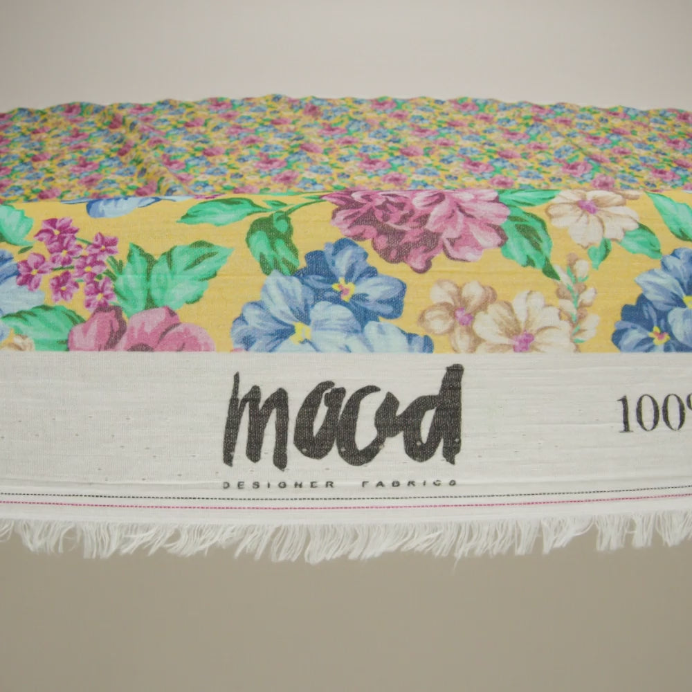 Crinkled Cotton Gauzy Woven - Yellow, Pink and Blue Florals - Mood Exclusive Secret Garden Print - Image 5 of 5