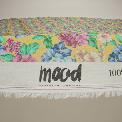 Crinkled Cotton Gauzy Woven - Yellow, Pink and Blue Florals - Mood Exclusive Secret Garden Print