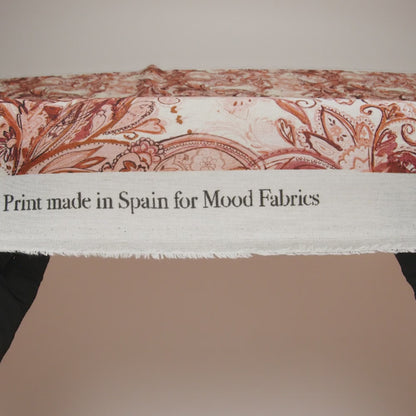 Linen and Rayon Woven - Orange, Muted Red and Cream Leafy Paisley Sketches - Mood Exclusive Daydream Doodles Print