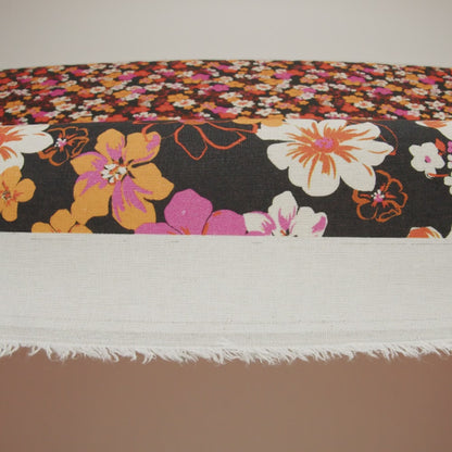 Linen and Rayon Woven - Orange, Hot Pink and Black Floral - Mood Exclusive Hot Tropic Print