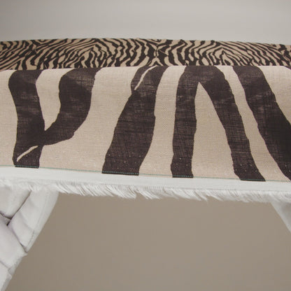 Famous Australian Designer Beige and Brown Zebra Stripes Lightweight Linen Woven
