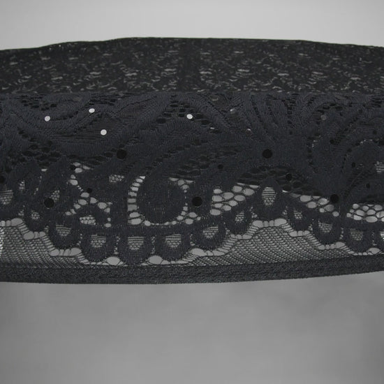 Stretch Raschel Lace with Metallic Spots - Black Fancy Leaves and Flowers - Image 6 of 6