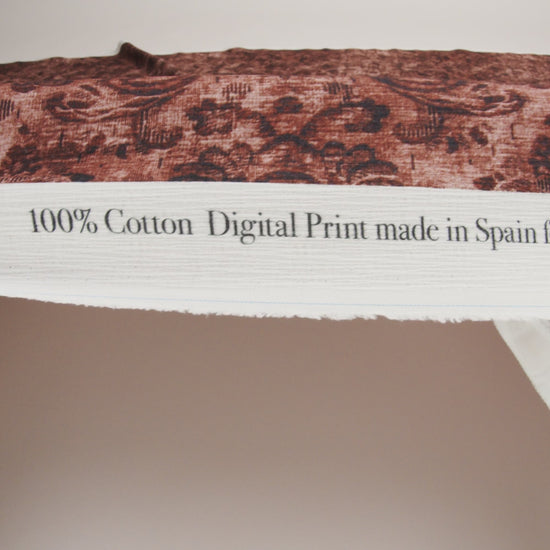Slubbed Gauzy Cotton Woven - Rust and Burgundy Distressed Floral Damask - Mood Exclusive Reflecting Revelations Print - Image 6 of 6