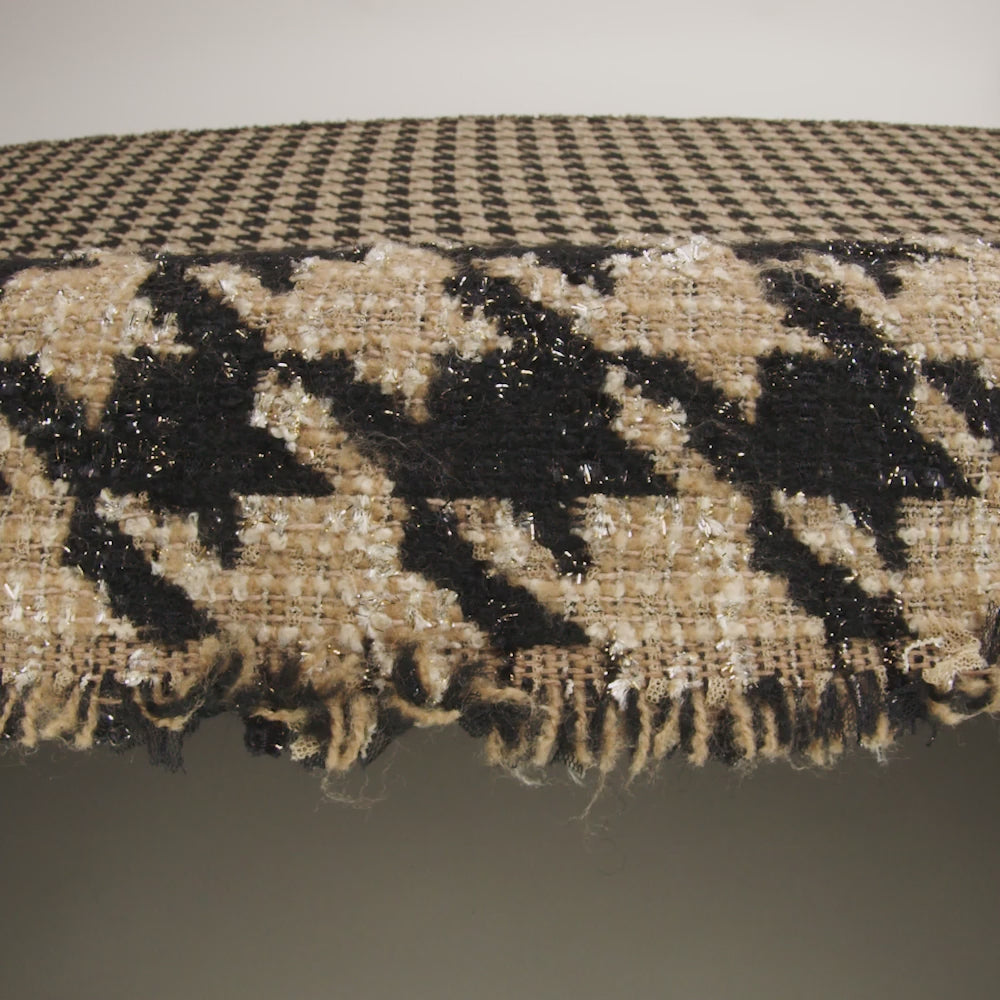 Metallic Polyester and Wool Blend Tweed - Beige and Black Houndstooth - Image 6 of 6