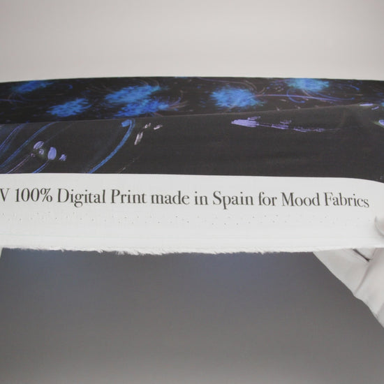 Sustainable and Recycled Viscose Satin Print - Blue and Black Glowing Florals - Mood Exclusive Marine Magic - Image 6 of 6