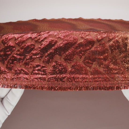 Metallic Copper, Scarlet and Wine Abstract Mosaic Luxury Brocade - Image 6 of 6