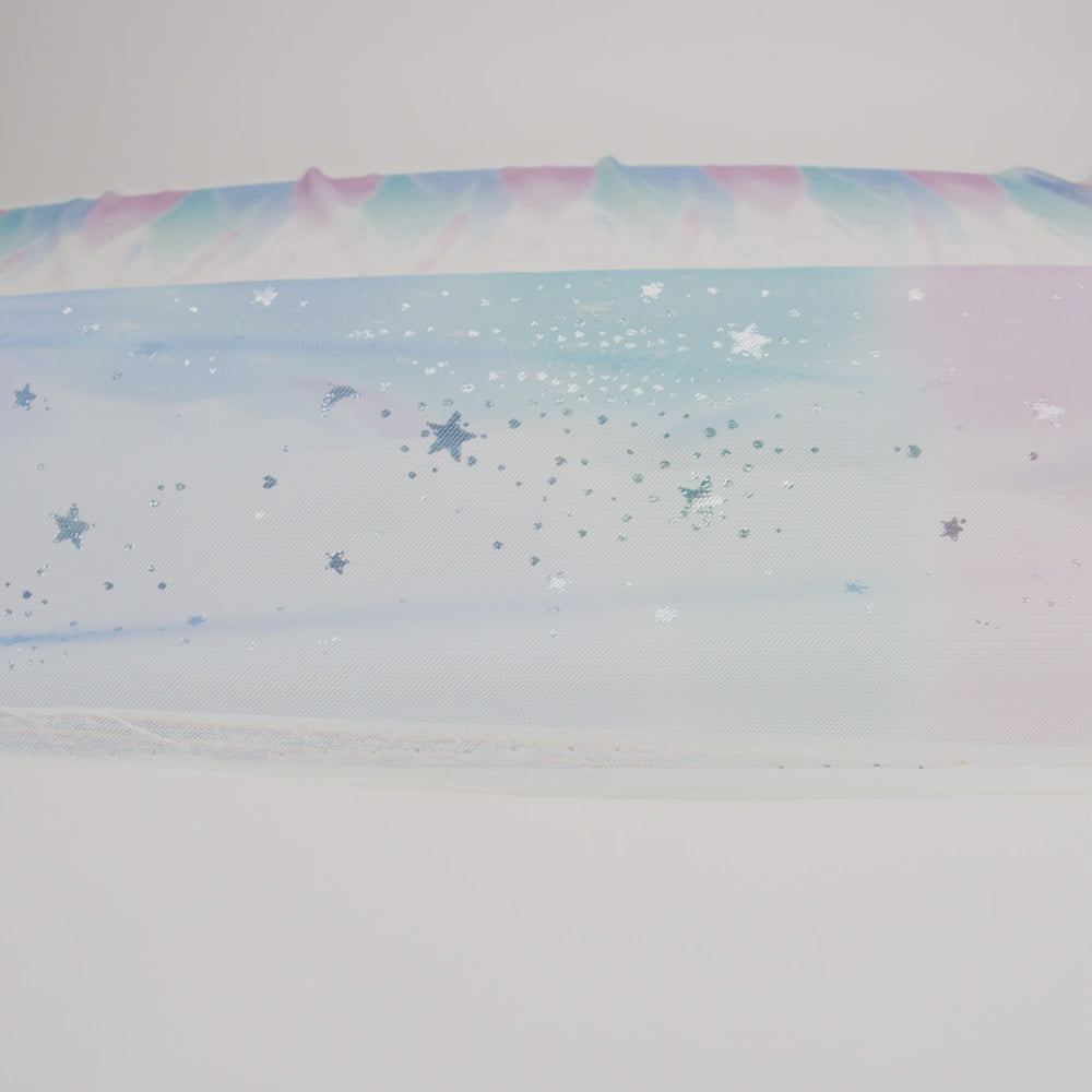 Blue, White and Silver Starry Border Printed Tulle - Image 6 of 7