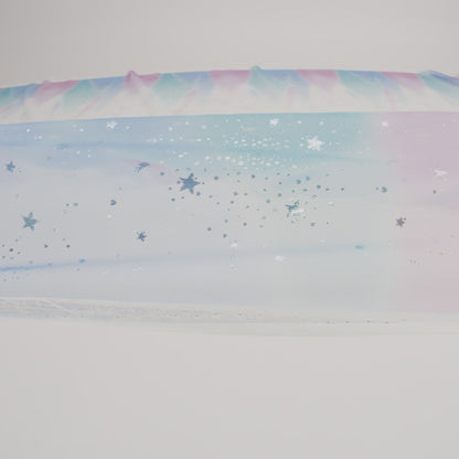 Blue, White and Silver Starry Border Printed Tulle