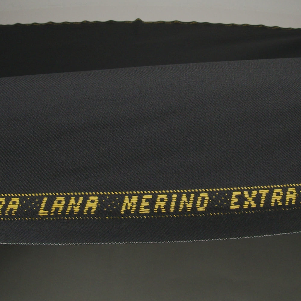 Virgin Merino Wool Twill Suiting Made in Italy - Black - Image 6 of 6