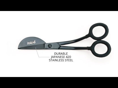 Mood Matte Black Duckbill Applique Scissors with Matte Rubber Grips - 6"