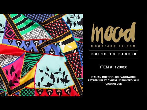 Mood Exclusive Italian Multicolor Patchwork Pattern Play Digitally Printed Silk Charmeuse - Image 5 of 5