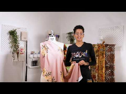 Rayon Challis - Gold and Pink Flamingoes and Flowers - Toscana Print - Mood Exclusive Viso Collection