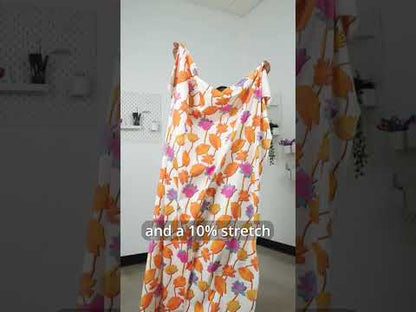 Stretch Cotton Sateen - Orange and Green Circles - Mood Exclusive Tidal Dye Print