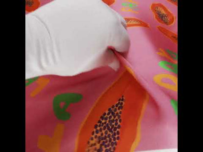 Rayon Challis - Pink Papayas - Snack Time Print - Mood Exclusive Citrus Collection