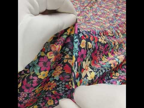 Liberty Fabrics Tana Lawn® - Dreams of Summer Dark Blue - Navy, Pink and Yellow Watercolor Floral - Image 5 of 5