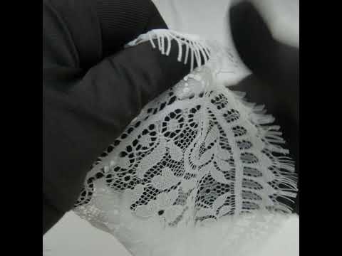 Nylon and Rayon Raschel Lace with Finished Edges - Ivory Flowers and Swirls - Image 6 of 6