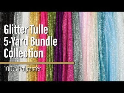 Glitter Tulle 5-yard Bundle - Iridescent on White