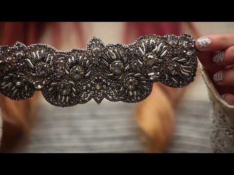 Gunmetal/White Beaded Rhinestone Applique - Image 2 of 2