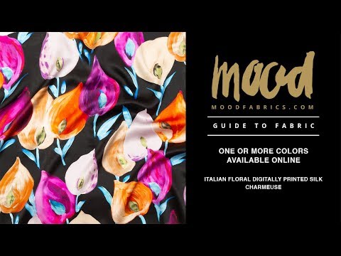 Mood Exclusive Italian Black, Pink and Orange Floral Digitally Printed Silk Charmeuse - Image 5 of 5