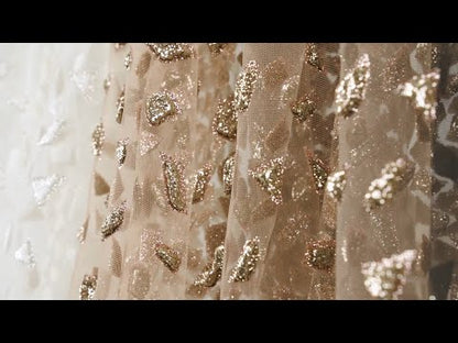 3D Puffy Glitter Tulle - Caramel and White Geometric Gradient