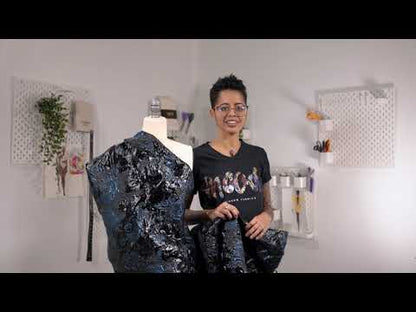 Metallic Gunmetal and After Dark Floral Luxury Double Layer Organza Brocade